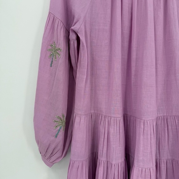 Benaras by Citrus Santorini Sylvia Puff Sleeve Dress Beaded Embellished Size M - Picture 13 of 13